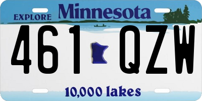 MN license plate 461QZW