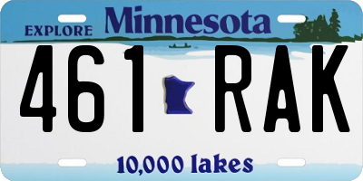 MN license plate 461RAK