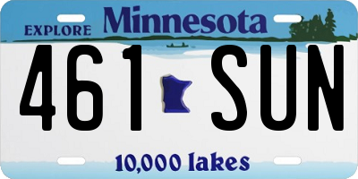 MN license plate 461SUN