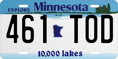 MN license plate 461TOD