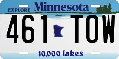 MN license plate 461TOW