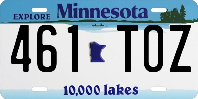 MN license plate 461TOZ