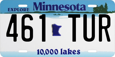 MN license plate 461TUR