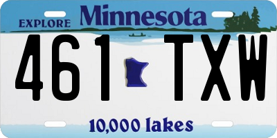 MN license plate 461TXW