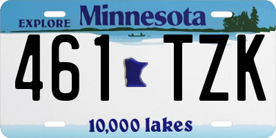 MN license plate 461TZK