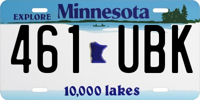 MN license plate 461UBK