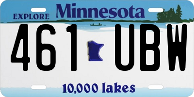 MN license plate 461UBW