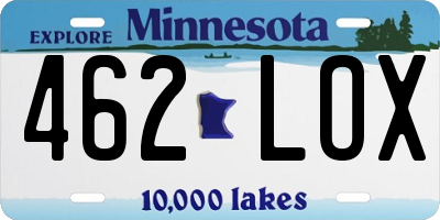 MN license plate 462LOX