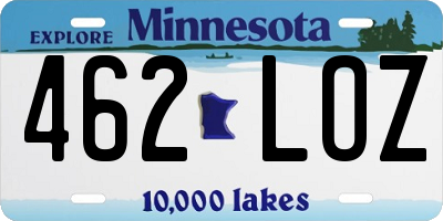 MN license plate 462LOZ