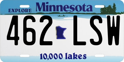 MN license plate 462LSW