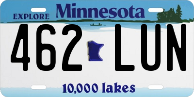 MN license plate 462LUN