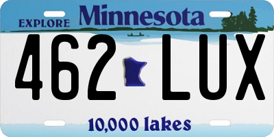 MN license plate 462LUX