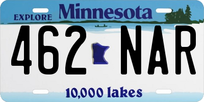 MN license plate 462NAR