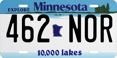 MN license plate 462NOR