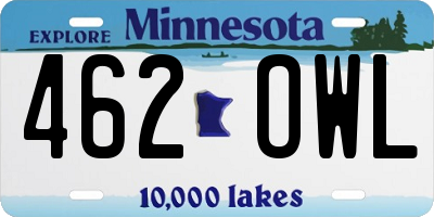 MN license plate 462OWL