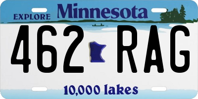 MN license plate 462RAG
