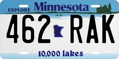 MN license plate 462RAK