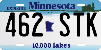 MN license plate 462STK