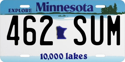MN license plate 462SUM