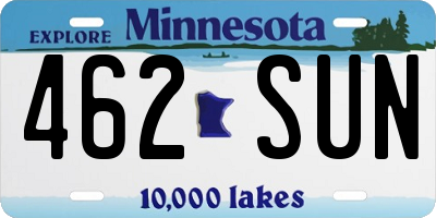 MN license plate 462SUN