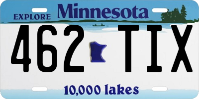 MN license plate 462TIX