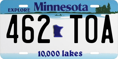 MN license plate 462TOA