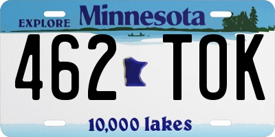 MN license plate 462TOK