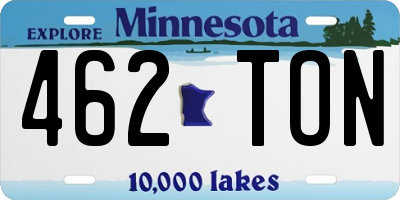 MN license plate 462TON