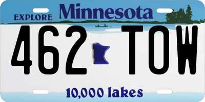 MN license plate 462TOW