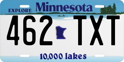MN license plate 462TXT