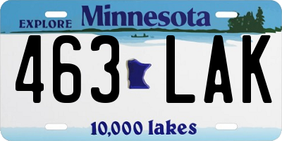 MN license plate 463LAK