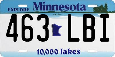MN license plate 463LBI