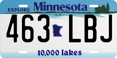 MN license plate 463LBJ