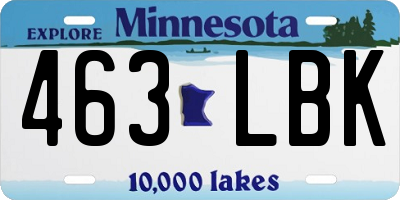 MN license plate 463LBK