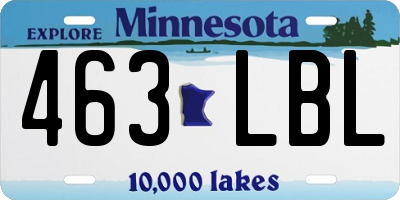 MN license plate 463LBL