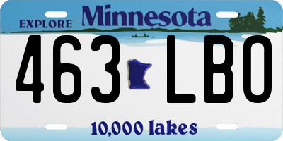 MN license plate 463LBO