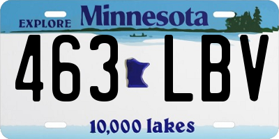 MN license plate 463LBV