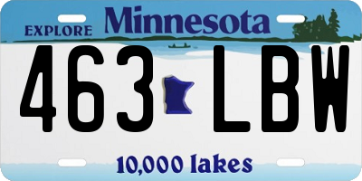 MN license plate 463LBW
