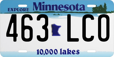 MN license plate 463LCO