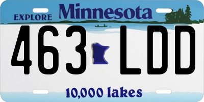 MN license plate 463LDD