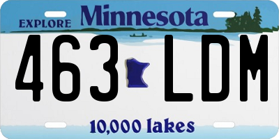 MN license plate 463LDM