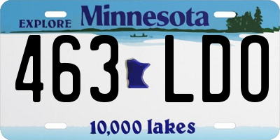 MN license plate 463LDO