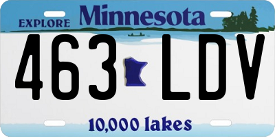 MN license plate 463LDV