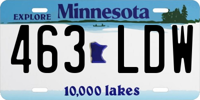 MN license plate 463LDW