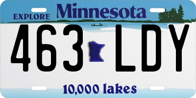 MN license plate 463LDY