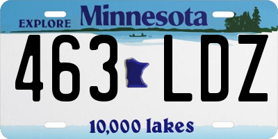 MN license plate 463LDZ