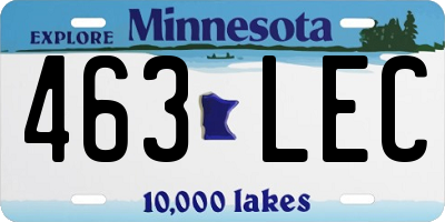 MN license plate 463LEC