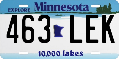 MN license plate 463LEK