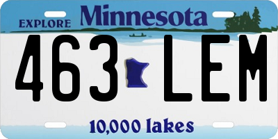 MN license plate 463LEM