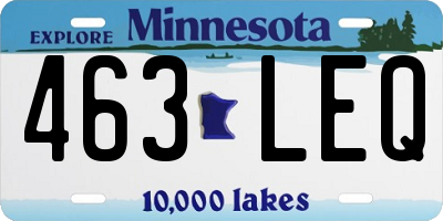 MN license plate 463LEQ